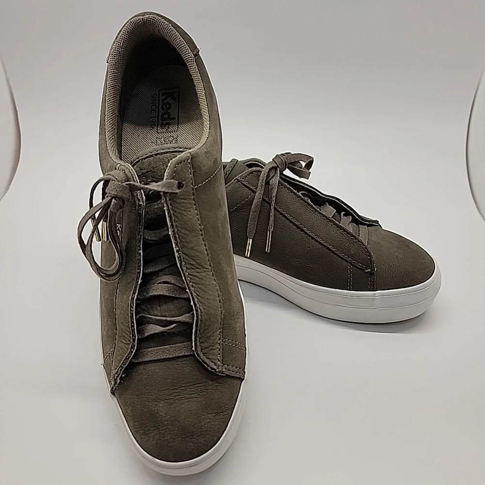 KEDS Rise Metro Women Sz 9 US EU 40 Taupe Nubuck Leather Platform Shoes Sneakers